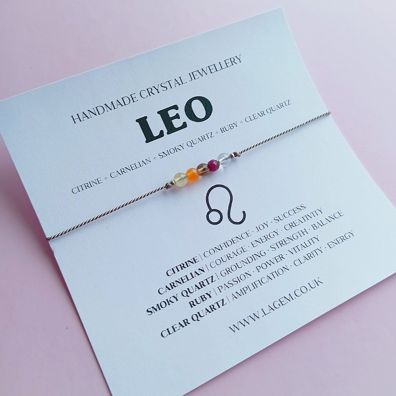 Leo zodiac crystal bracelet , handmade dainty jewellery 