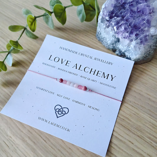 Love alchemy crystal bracelet - love spell - love wish gift - minimalist silk jewellery