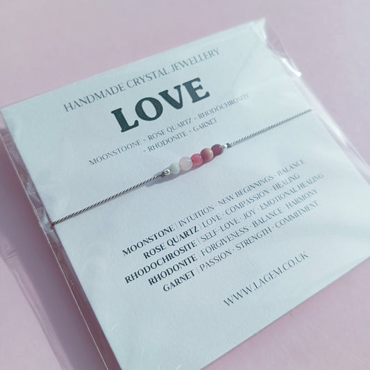Love crystal bracelet, valentines day gift, love wish