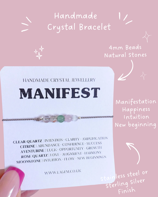 Manifestation Crystal Bracelet | Positive Energy, Law of Attraction Gift Jewellery
