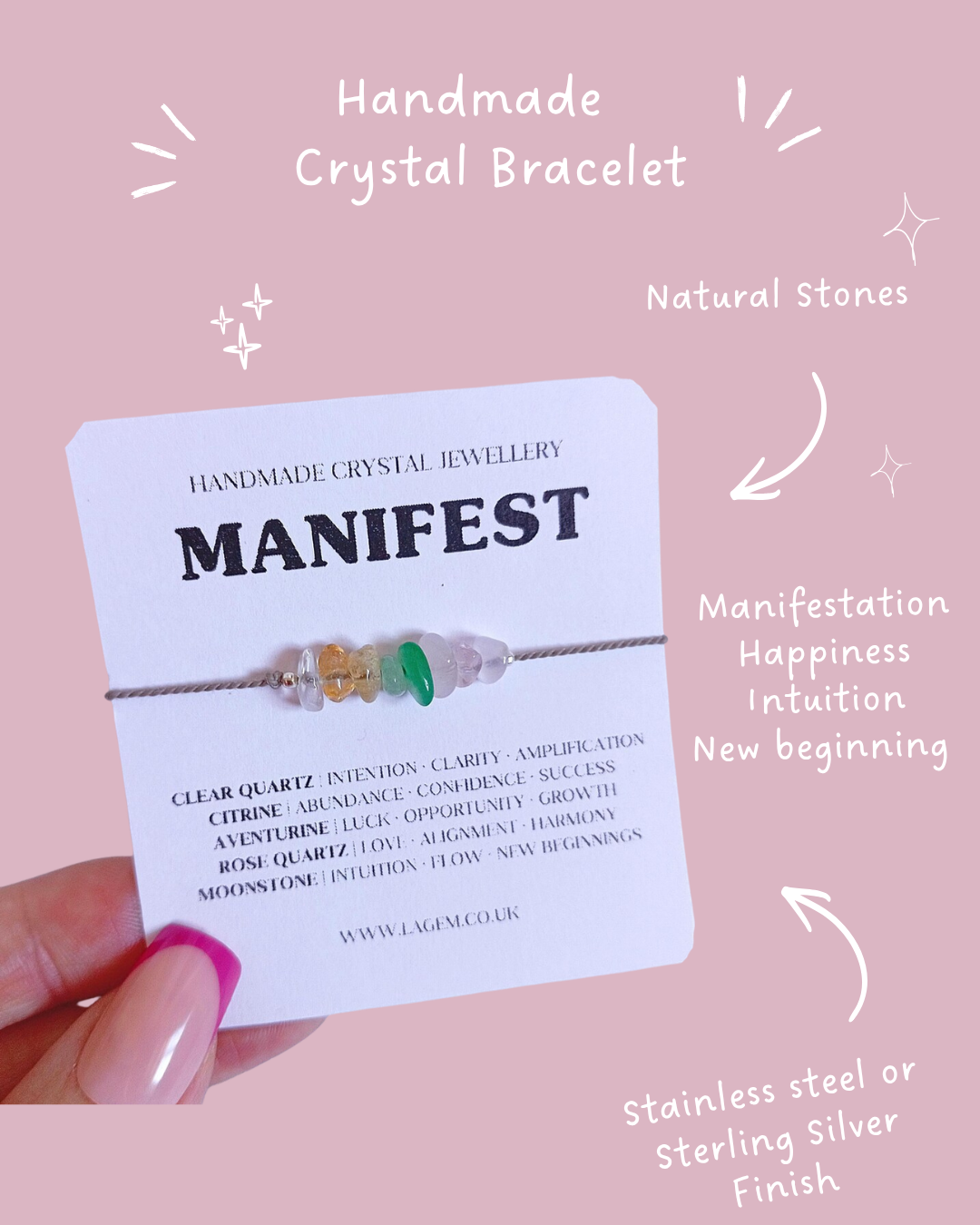 Manifestation Crystal Bracelet UK – Abundance, Success &amp; Positive Energy Jewellery
