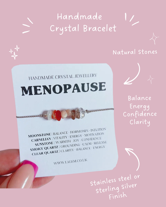 Menopause Crystal Bracelet Balance Raw Stones Jewellery | Balance Hormones Vitality Calm Clarity