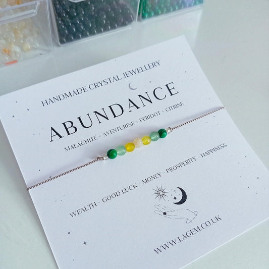 abundance money wealth crystal bracelet Uk, minimalist silk cord bracelet gift