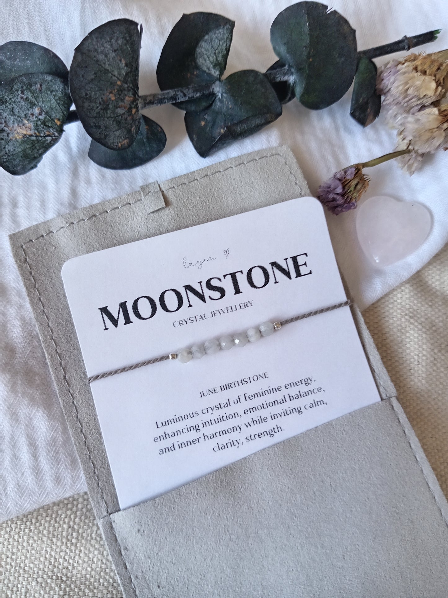 moonstone crystal bracelet, june birthstone jewellery UK