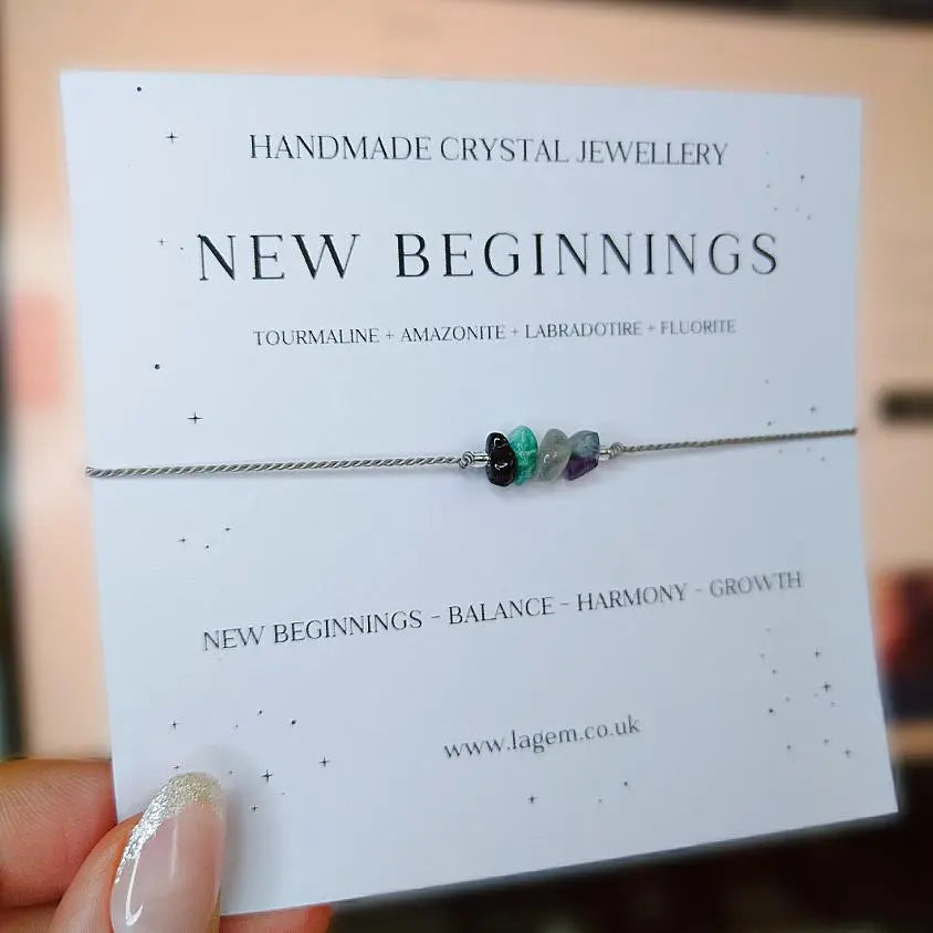 New beginnings crystal bracelet Uk Dainty silk cord jewellery