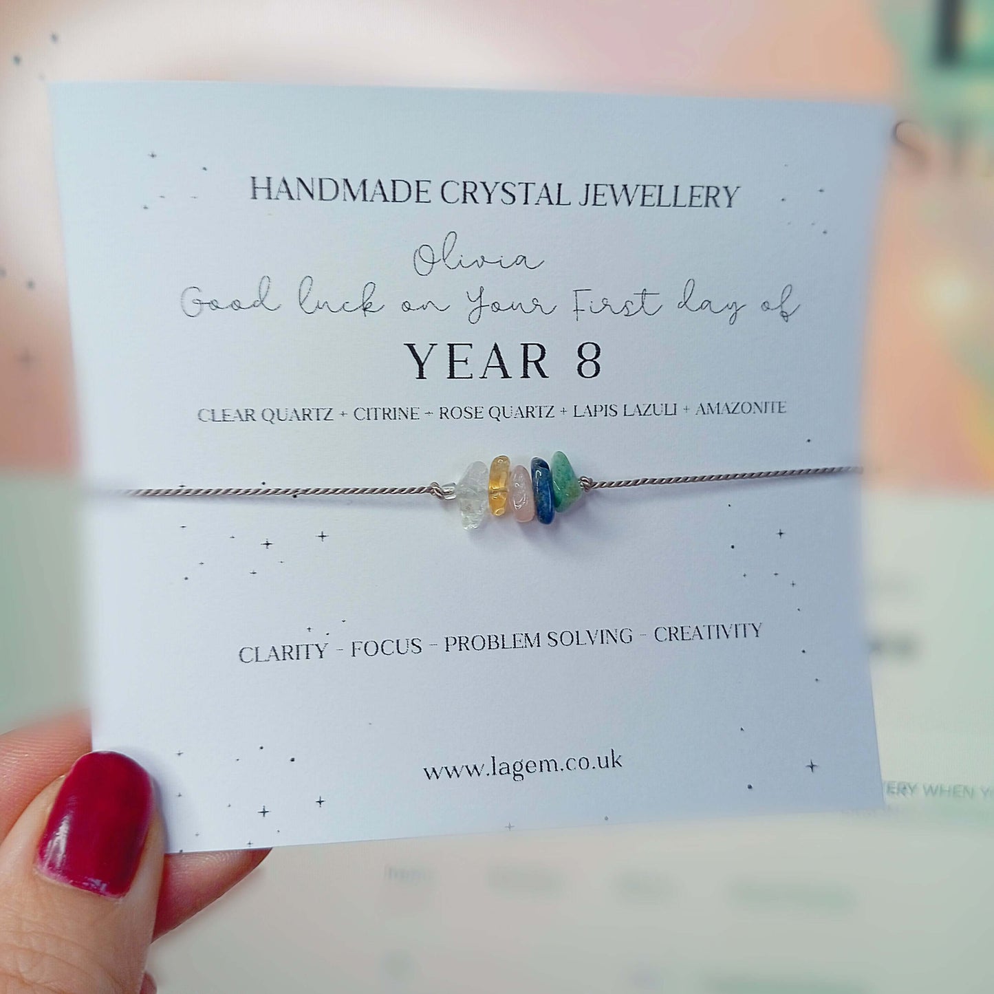 personalised crystal bracelet for new school year