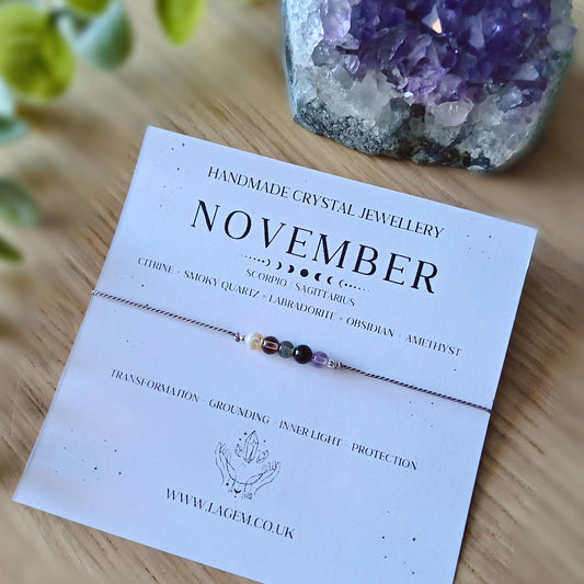 November crystal bracelet UK