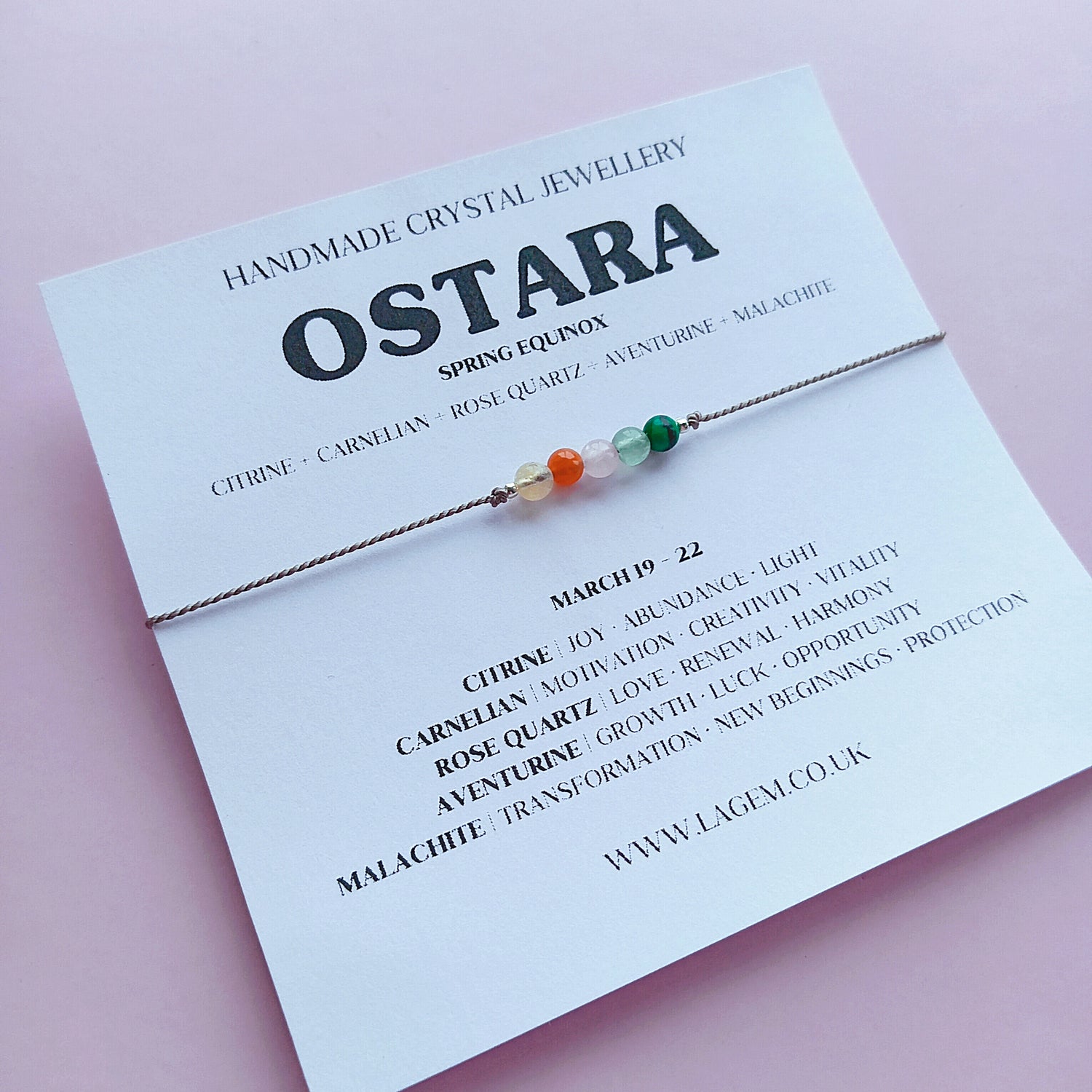 Ostara spring equinox crystal bracelet UK