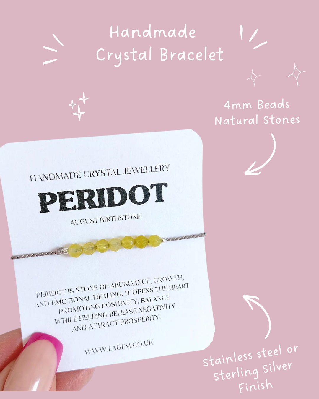 Birthstone Crystal Bracelet UK – Personalised Jewellery & Birthday Gift 4mm