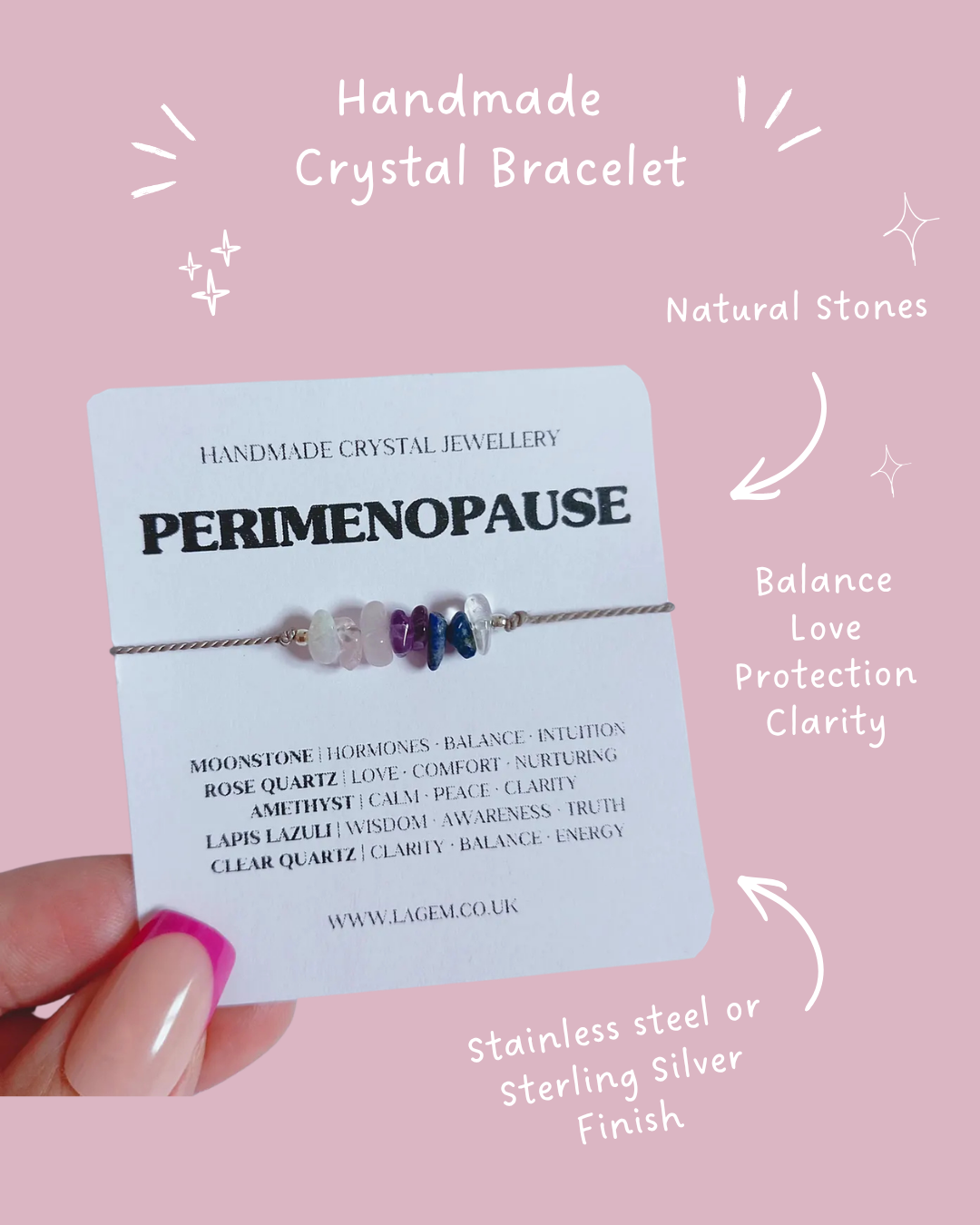 Perimenopause Crystal Bracelet, hormonal balance gift