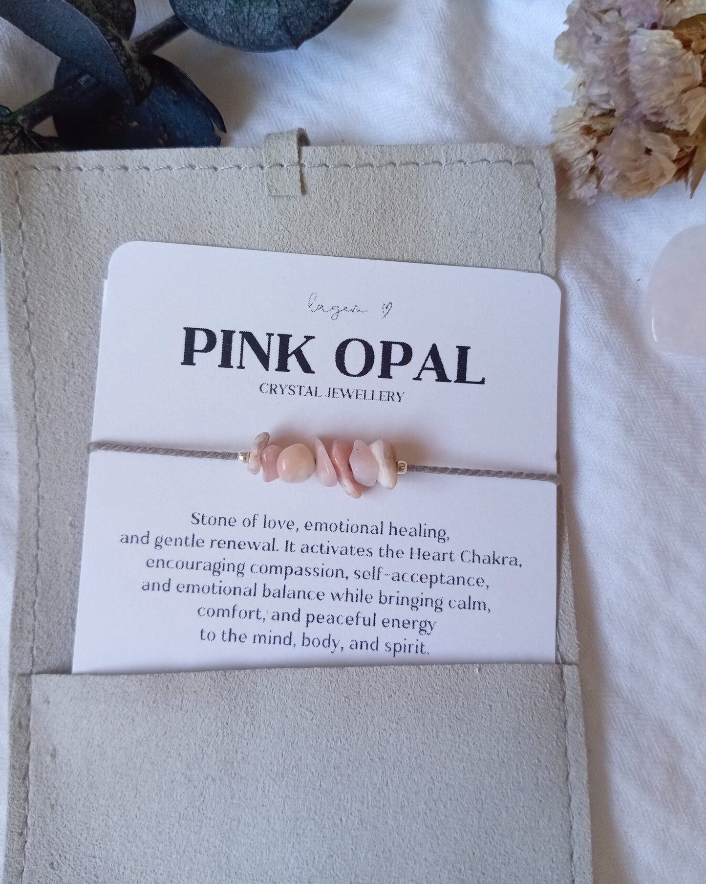 pink opal Custom Chips Crystal Bracelet | Dainty Raw Gemstone Jewellery