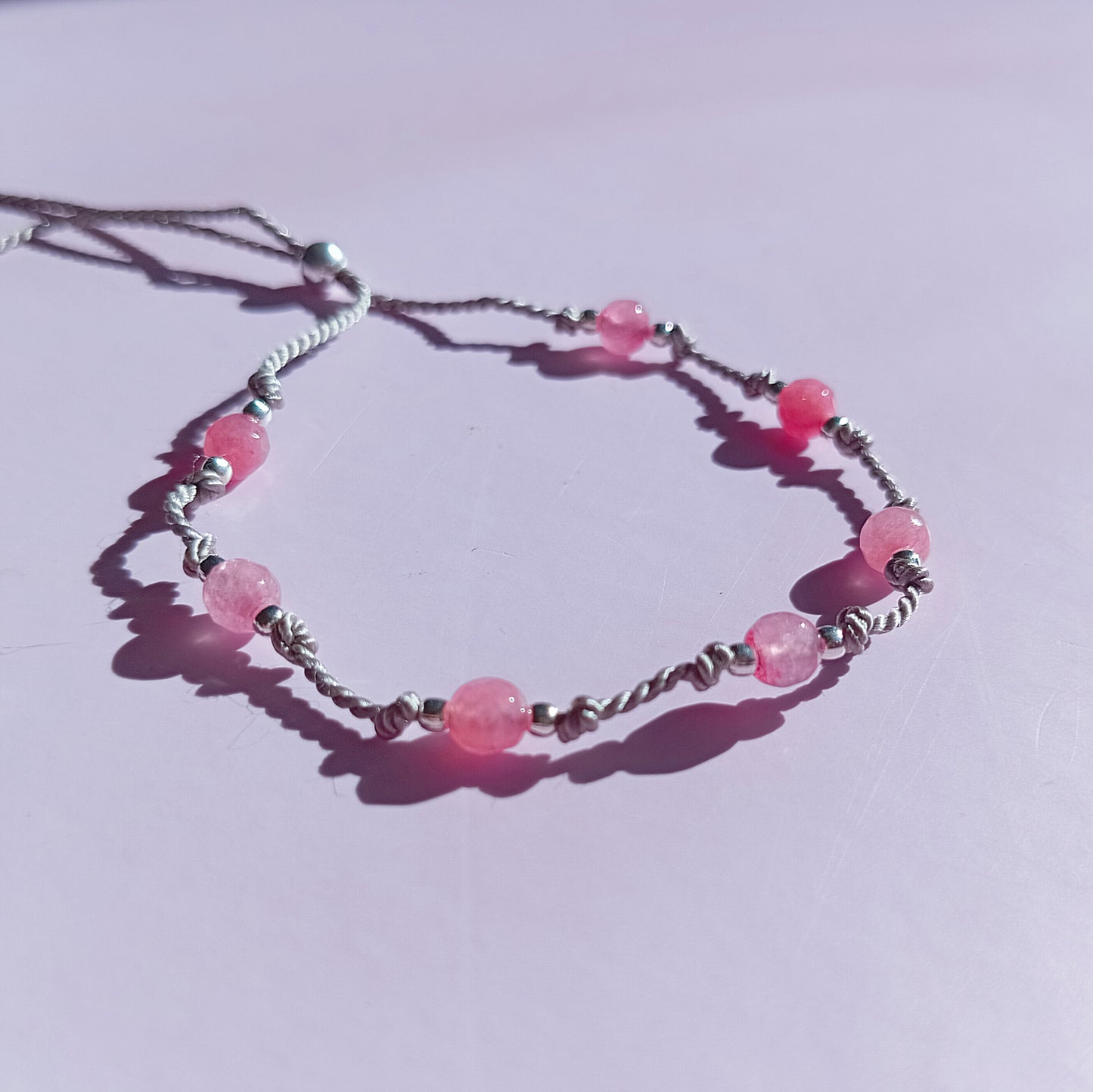 Personalised Crystal Bracelet UK | Custom Gemstone Beads | Silk Knotted Bracelet 4mm