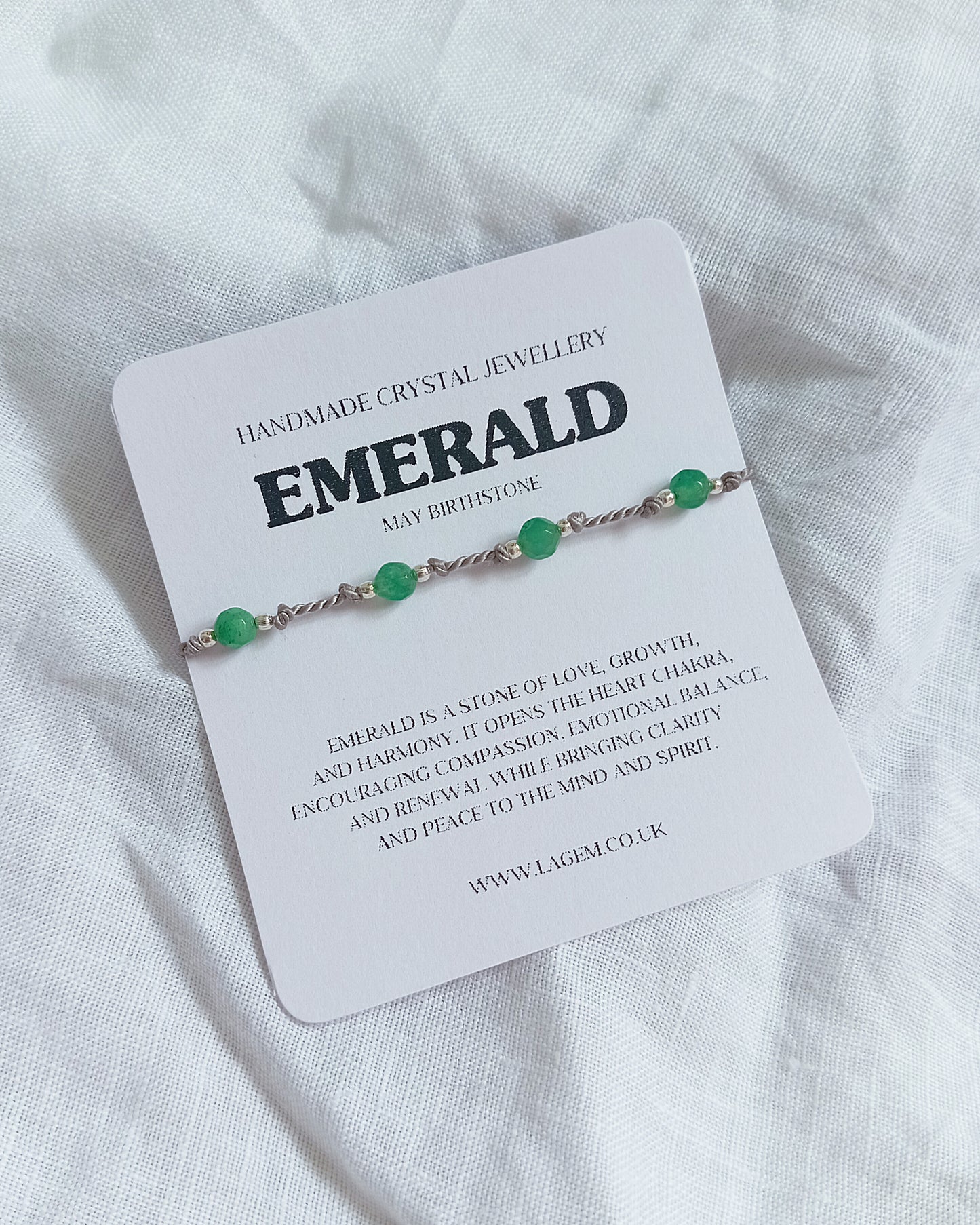 Personalised Crystal Bracelet UK | Custom Gemstone Beads | Silk Knotted Bracelet 4mm