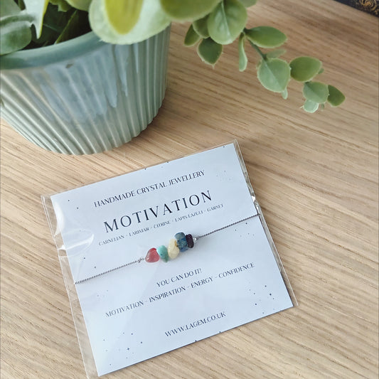 Motivation Crystal Bracelet | Dainty Silk Cord Jewellery