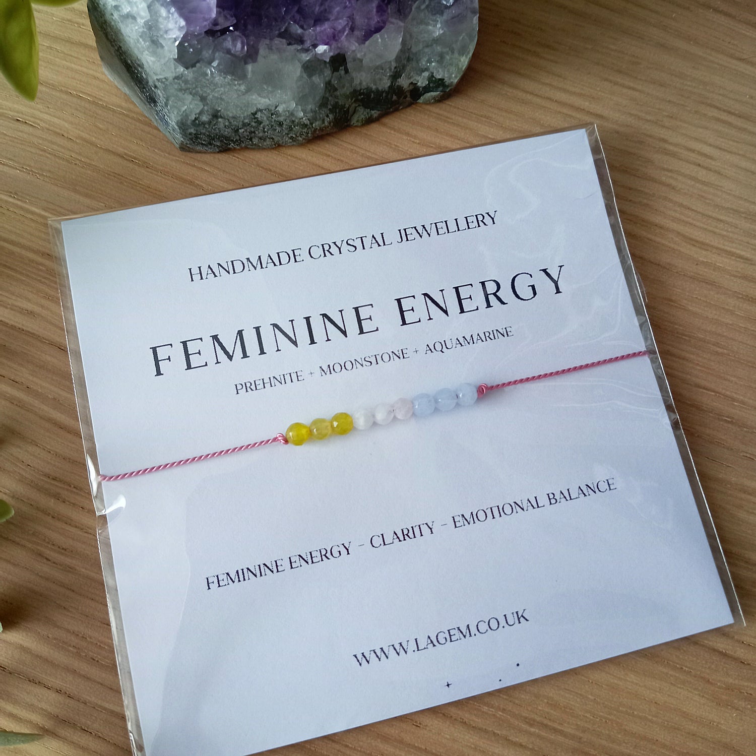 Feminine Energy Crystal Bracelet - Minimalist Silk Cord Jewellery for women 