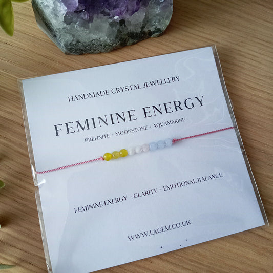 Feminine Energy Crystal Bracelet - Minimalist Silk Cord Jewellery for women 