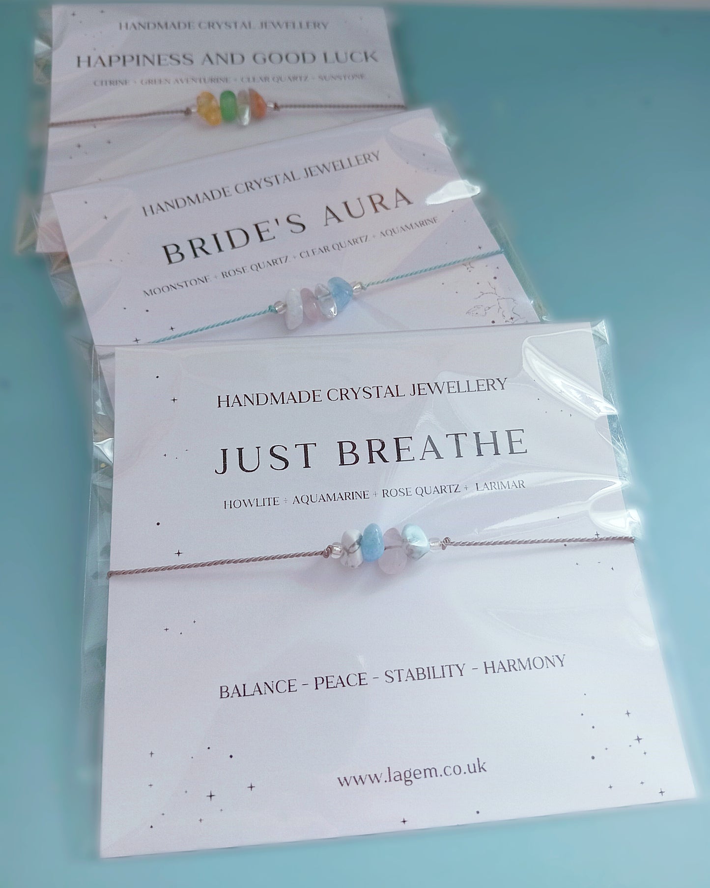 Just breathe Bracelet | Dainty Silk Cord Crystal Jewellery