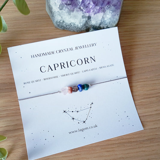 Capricorn Crystal Bracelet in UK silk jewellery 