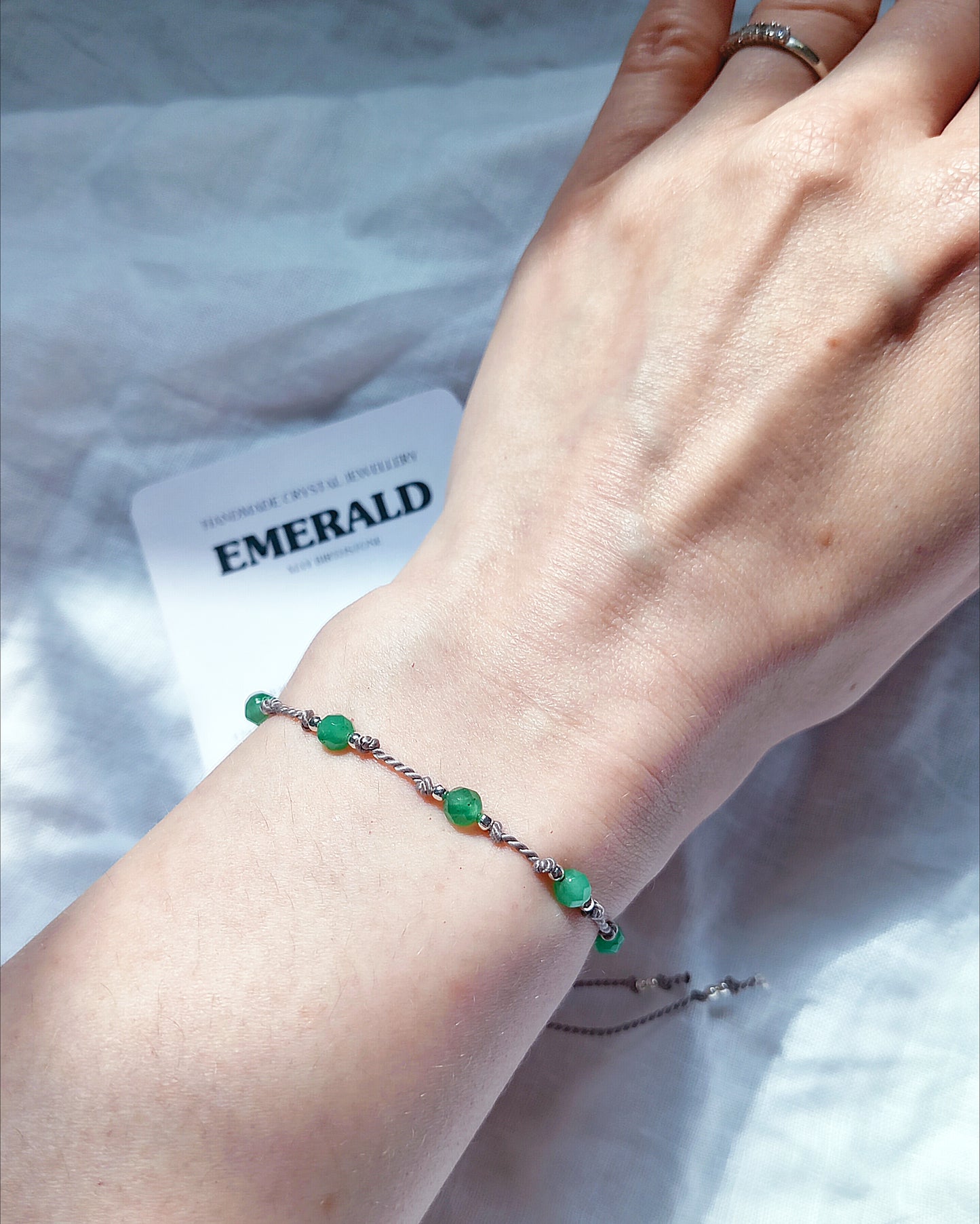 Personalised Crystal Bracelet UK | Custom Gemstone Beads | Silk Knotted Bracelet 4mm