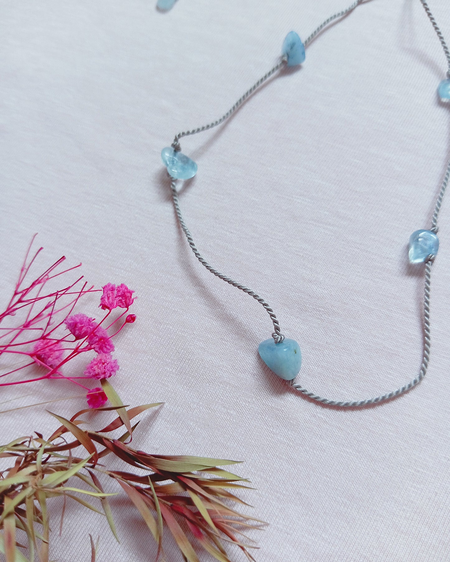 Custom Crystal Necklace – Dainty Silk Gemstone Jewelry (Adjustable & Minimalist)