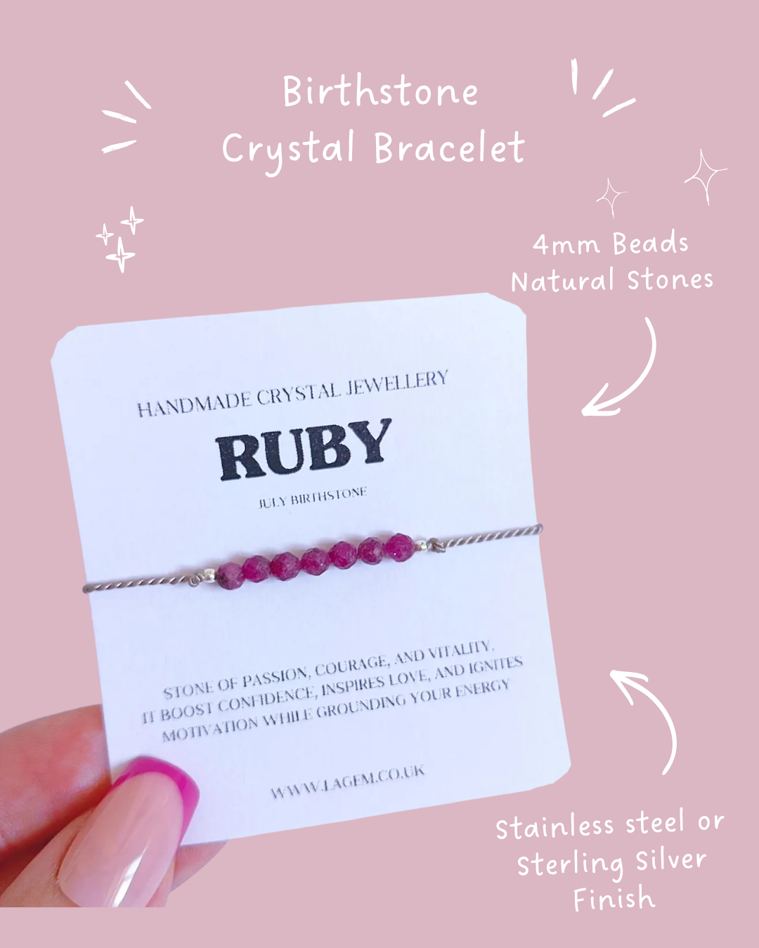 Birthstone Crystal Bracelet UK – Personalised Jewellery & Birthday Gift 4mm