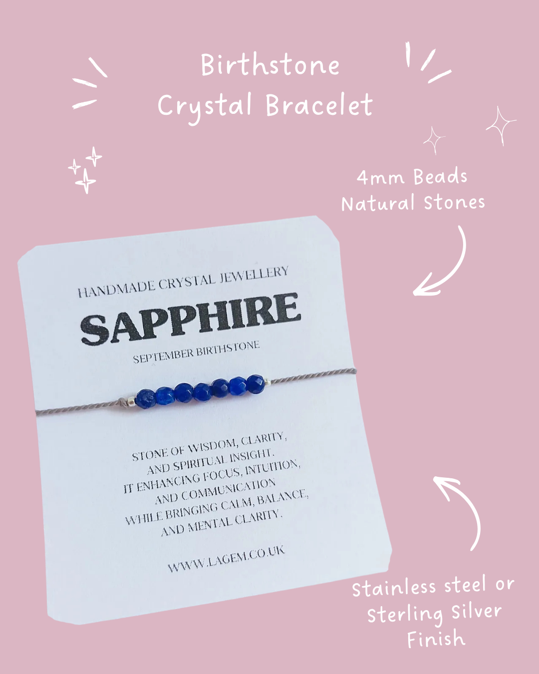 Birthstone Crystal Bracelet UK – Personalised Jewellery & Birthday Gift 4mm