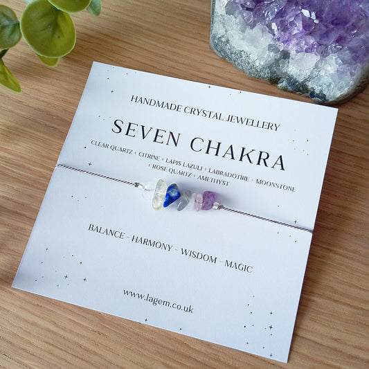 Seven Chakra Crystal bracelet minimalist silk jewellery UK