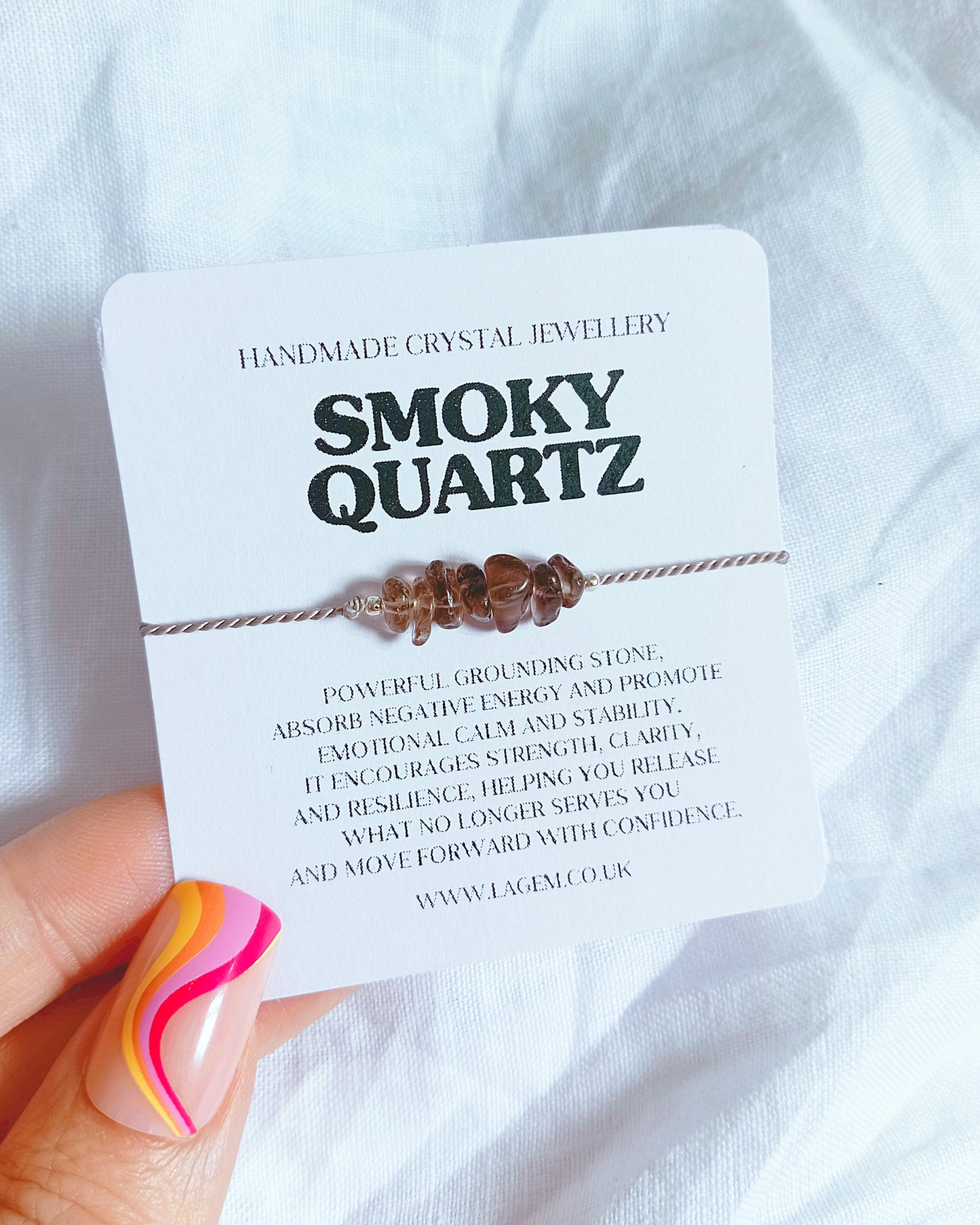 Smoky Quartz Protection Bracelet, Grounding & Stability Crystal, Raw Gemstone Jewellery, Healing Energy Bracelet, Gift for Her