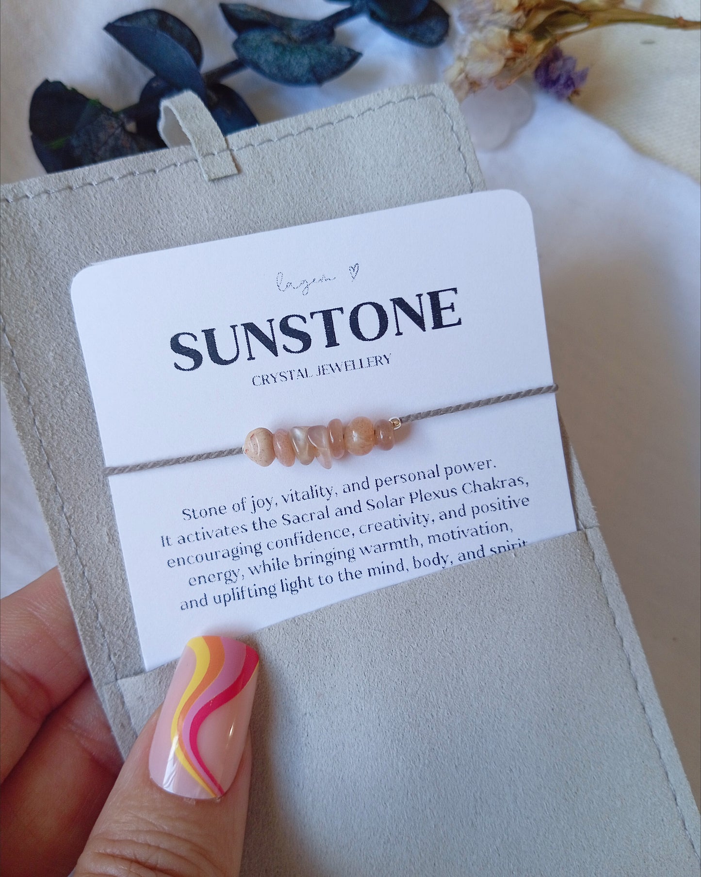 sunstone Custom Chips Crystal Bracelet | Dainty Raw Gemstone Jewellery