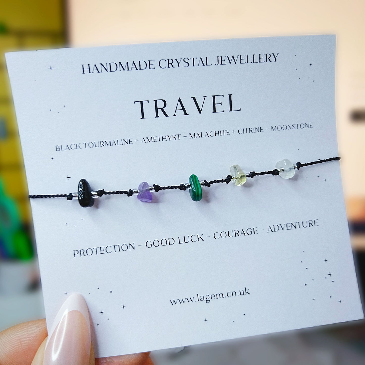 Travel crystal bracelet UK knotted jewellery