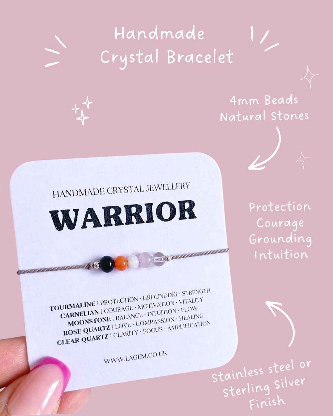 Warrior crystal bracelet gift, strength courage bracelet