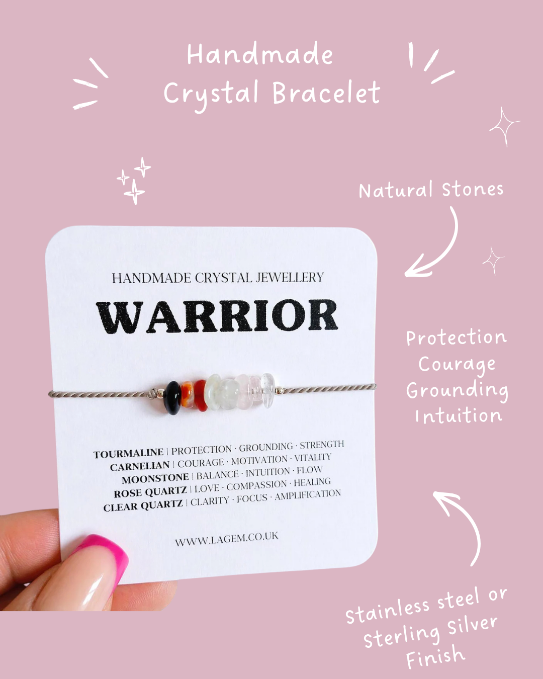 Warrior Crystal Bracelet Gift | Thinking of You Gift | Strength and Courage Jewelry