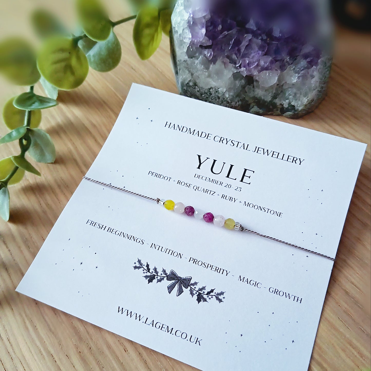 yule crystal bracelet | christmas jewellery gift | winter solstice crystal bracelet UK
